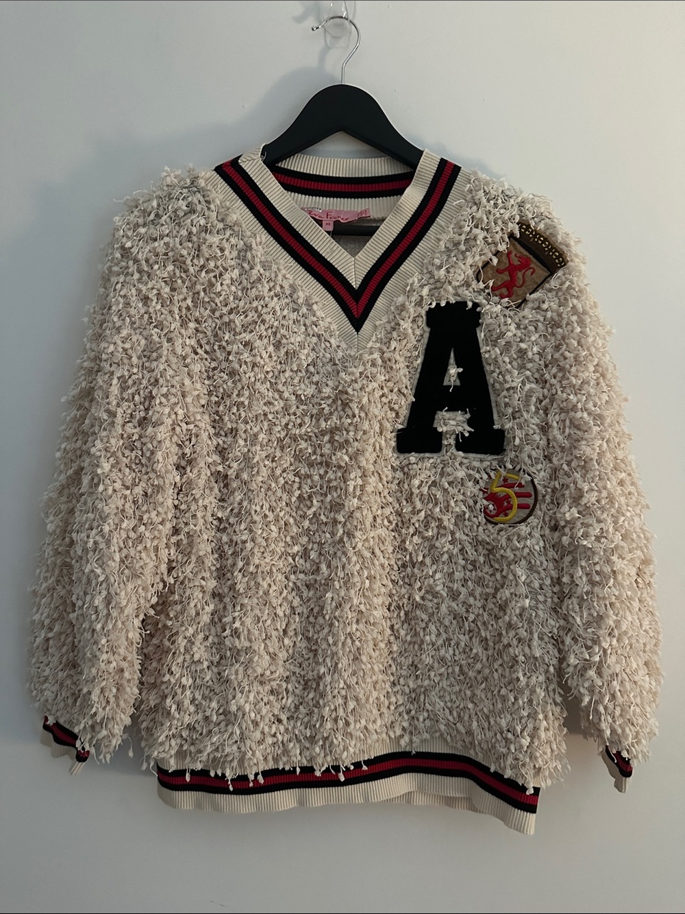 Anthropologie Women's Varsity Pullover Sweatshirt - Cream